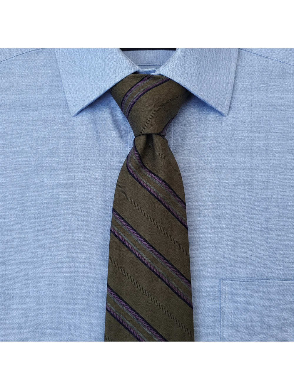 Brooks Brothers Olive Green Striped Wool Tie